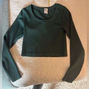 All in Motion Dark Green Ribbed Crop Top